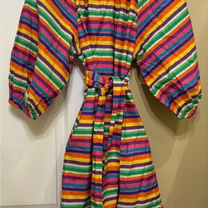 Frances Valentine Multicolor Striped Midi Dress